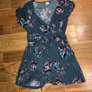 blue floral romper